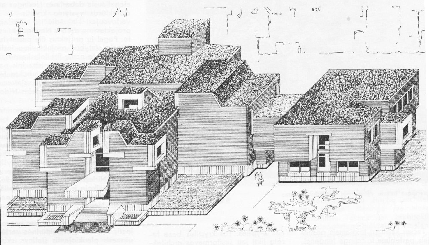 Klaipėdos santuokų rūmų projekto piešinys, archit. Ramūnas Kraniauskas, in: Statyba ir architektūra, 1978, Nr. 9, p. 20.